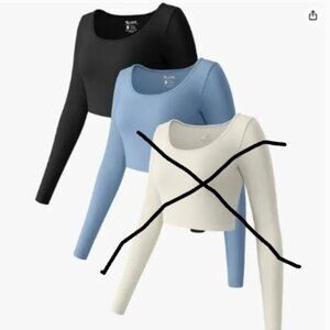 OQQ Women's 2 Piece Crop Tops Long Sleeve Round Neck